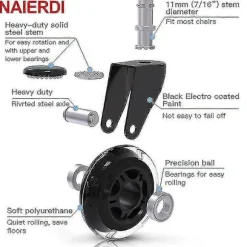 Drejelige Gummihjul Kontorstol Hjul Udskiftning 60kg Bløde Sikre Rollerblade Stil 10mm 10mm