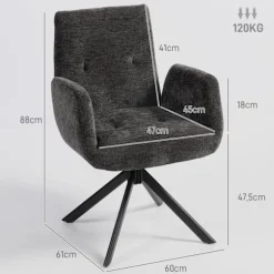 Drejestol, moderne design, sort, 120 kg kapacitet
