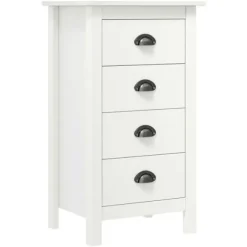 Dressoir - Hill - 4 skuffer - Massivt fyrretræ - 46 x 35 x 80 cm Vit