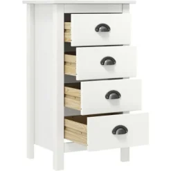 Dressoir - Hill - 4 skuffer - Massivt fyrretræ - 46 x 35 x 80 cm Vit