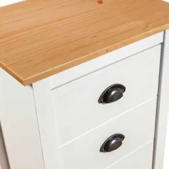 Dressoir - Hill - 4 skuffer - Massivt fyrretræ - Hvid 46x35x80 cm Vit