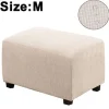 Easy-Going Stretch Ottoman Betræk Sammenklappeligt Opbevaringsskammel Møbelbeskytter Blødt Rektangulært Betræk med Elastisk Bund, Lys Beige