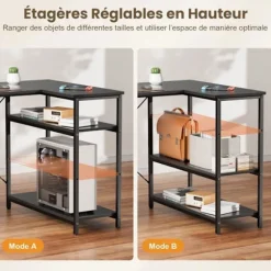 EcoFurnix 140 x 78 cm Spilbord, L med 3 skuffer, Computerbord med opbevaringspose, Sort Svart