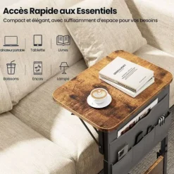 EcoFurnix C-Multiprise og Foldbar Opbevaring Sidebord Brun brun