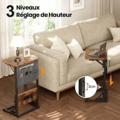 EcoFurnix C-Multiprise og Foldbar Opbevaring Sidebord Brun brun