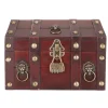 Eksklusivt håndlavet træskattekiste opbevaringsboks med kombinationslås til smykker - Vintage rød