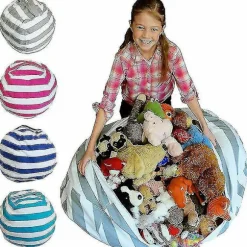 Ekstra stor opbevaringspose til tøjdyr, sækkestol til børn, blødt sæde til hjemmet Blue