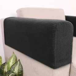 Elastisk Arm Beskytter Stræk Sofa Arm Betræk Stol Betræk Hjem Kontor Recliner Sofa Loveseat Beskytter Stof 2 Stykker (Sort)