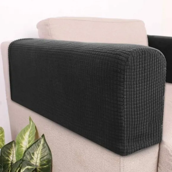 Elastisk Arm Beskytter Stræk Sofa Arm Betræk Stol Betræk Hjem Kontor Recliner Sofa Loveseat Beskytter Stof 2 Stykker (Sort)