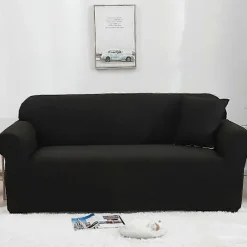 Elastisk sofabetræk, komfortabelt strækstof (Sort, 180-230 cm)