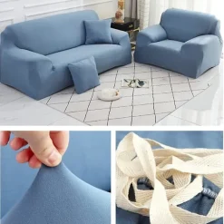 Elastisk Sofaovertræk, Komfortabelt Stretchstof (Blå, 180-230cm)