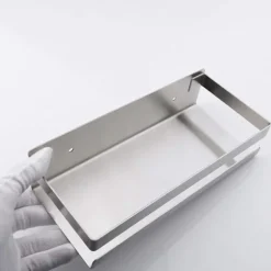 Elegant Rustfrit Design Væghylde, Fugtsikker Organizer i Rustfrit Stål, Pladsbesparende Vægmonteret Opbevaring til Køkken Soveværelse Stueindretning | Fyndiq