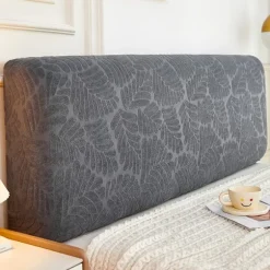 Elegant Sengegavl Betræk, Jacquard Stof Polstret Gavlbeskytter, Blødt Støvtæt Slipcover til Queen King Size Senge (Stilfuld, 360°