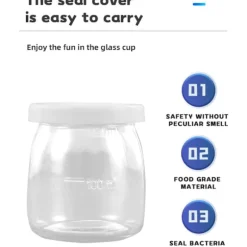 Elektrisk yoghurtmaskine, 1260 ml automatisk yoghurtmaskine i rustfrit stål, 7 glas, justerbar timer til mænd og kvinder, sund gave.