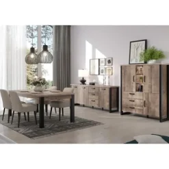 EMILE fast spisebord til 6 personer - Tobaksbrun eg og matsort melamin - L160 x D90 x H77 cm - TRENDTEAM Tobaksbrun ek och mattsvart