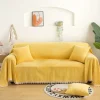Ensfarvet chenille sofa håndklæde blonde sofaovertræk skridsikkert fortykke