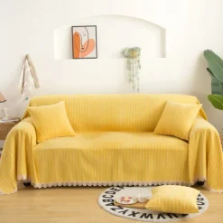 Ensfarvet chenille sofa håndklæde blonde sofaovertræk skridsikkert fortykke