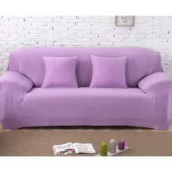 Ensfarvet strækbetræk til sofa og lænestol til stue (190-230cm) 1 stk. Lys lilla