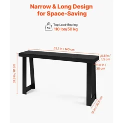 Entrébord - DUOKU - ZH619 - 140 cm - Sort - Opbevaring 2 niveauer Svart