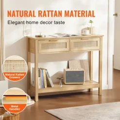 Entréebord - DUOKU - SR191632-1 - 2 Skuffer - Skydedør - Naturlig Rattan