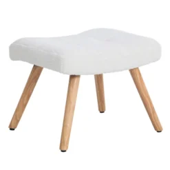 Ergonomisk gyngestol i hvid | Inkluderer fodskammel 49x38x38cm | Robust ramme af gummitræ, bæreevne op til 113 kg White