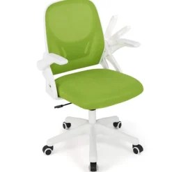 Ergonomisk kontorstol, grøn, opklappelige armlæn, lændestøtte
