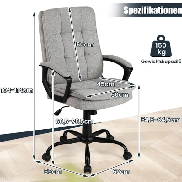 Ergonomisk kontorstol med armlæn og hjul Højdejusterbar drejestol Computerstol