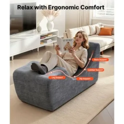 Ergonomisk Lange Stol til Yoga-Duoku-Designet i Buet Skum til Massage, Stræk, Afslapning-Grå
