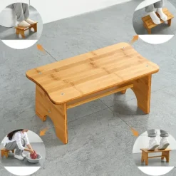 Ergonomisk toilet skammel til squat, bambuskonstruktion, vandtæt, skridsikker, robust squat skammel for forbedret siddestilling og fremmer blodcirkulationen | Fyndiq