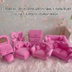 Europæisk Inspireret Smykkeholder Unik Plys Smykkeudstillingssofa Europæiske Minimøbler til Elegant Dekoration Dressing table