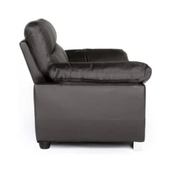 Fast sofa i genbrugs læder og PVC 