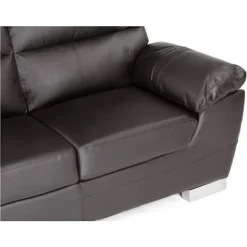 Fast sofa i genbrugs læder og PVC 