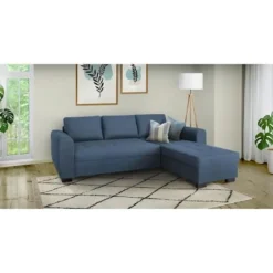 Fast vendbar 4-personers hjørnesofa - Blåt stof - L245 x D150 x H86 cm - HAMILTON - Fremstillet i Ukraine Blå
