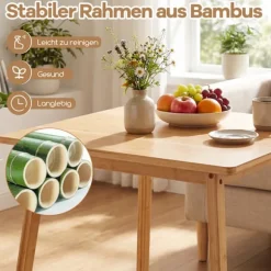 Firkantet bambus spisebord 70x70 cm til 2-4 personer