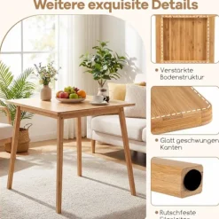 Firkantet bambus spisebord 70x70 cm til 2-4 personer