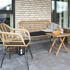 Firkantet havebord 50 cm + 2 stole brun