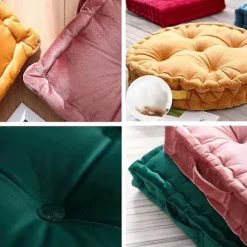 Firkantet Tyk Siddepude i Velour med Bærehåndtag