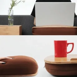Fleksibelt Kontor Hub, Solid Bambus Multifunktionelt Skriveunderlag til 17-tommer Bærbare Computere, Bærbart Læsebord med Buet Design for Armkomfort og Medieholder | Fyndiq