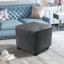 Fløjls Ottoman Betræk, Rektangulært, til Stue, Strækbart Betræk til Ottoman, Elastisk Ottoman Betræk, 100*100*45cm