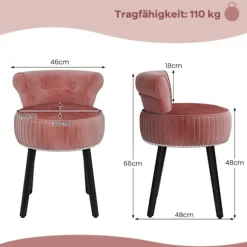 Fløjlsmøbelstol med tuftet ryglæn, lyserød