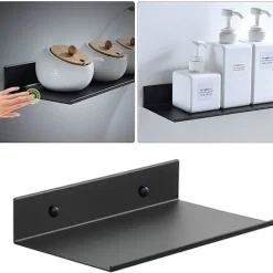 Flydende Metal Væghylde, 2-pak 20 cm Sort med Monteringsdetaljer [JUN]