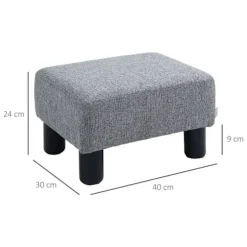 Fodskammel, Skammel, Rektangulær Skammel, Fodstøtte Af Hør, Polstret Skammel, Bæreevne Op Til 150 Kg, Til Stue, Entre, Grå