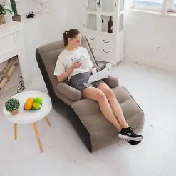 Foldbar Oppustelig Recliner med Armlæn - (Ingen Luftpumpe) (Khaki)