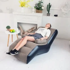 Foldbar Oppustelig Recliner med Armlæn - (Ingen Luftpumpe) (Khaki)