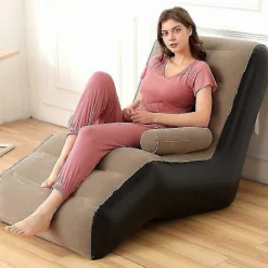 Foldbar Oppustelig Recliner med Armlæn - (Ingen Luftpumpe) (Khaki)