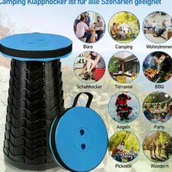 Foldbar Skammel Campingstol Blomsterskammel Foldbar Bistro Stol, Blå