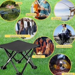 Foldbar Skammel Sammenklappelig Skammel Sammenklappelig Skammel Camping Skammel, Foldbar Skammel med Stabile Fødder og Bæretaske, Foldbar Skammel til Picnic Fiskeri | Fyndiq