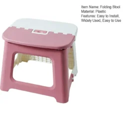 Foldeskammel Stabil Struktur med Håndtag God Bæreevne Bærbar Camping Vandrekammel Hjemmeforsyning Pink L