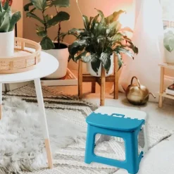 Foldeskammel Stabil Struktur med Håndtag God Bæreevne Bærbar Camping Vandrestol Hjemmeforsyning KAESI Blue L