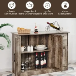 Fritstående buffetskab med 2 skuffer, 3 låger og 1 justerbar hylde grå